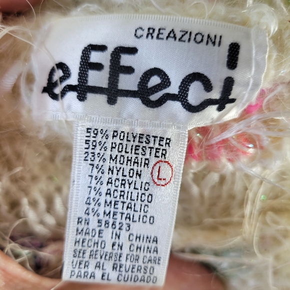 Creazioni effeci Womans Mohair Blend Shaggy Colorful Sweater Size Large - Picture 7 of 8